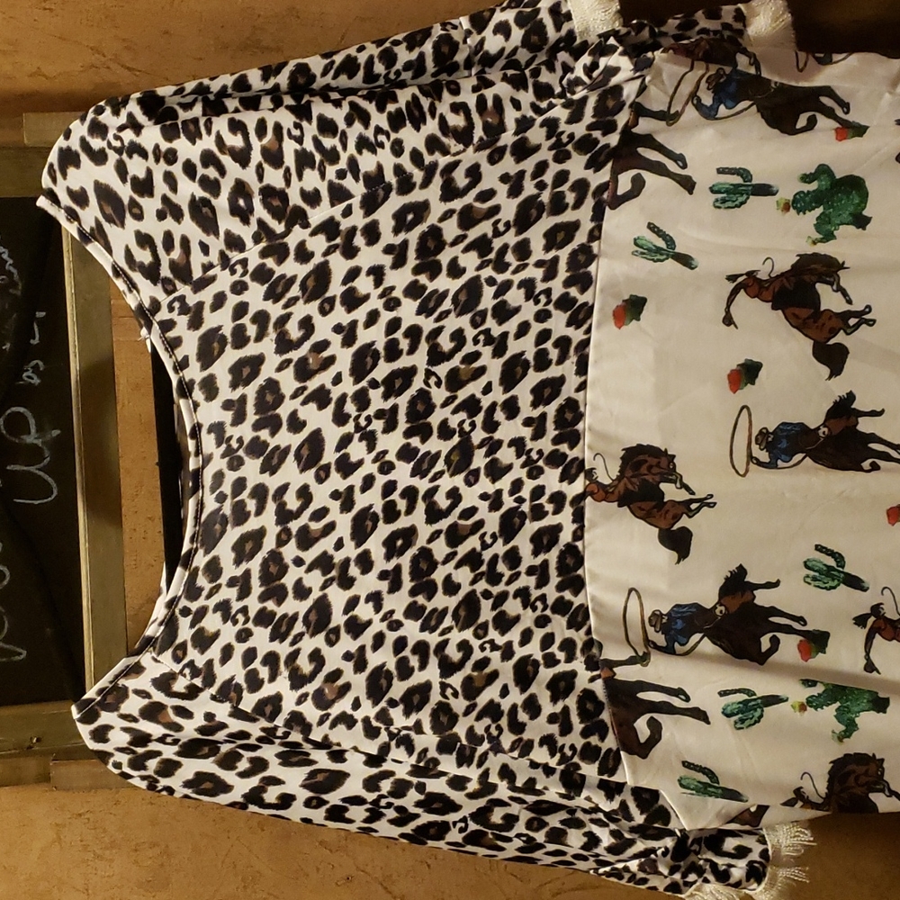 Leopard & Western Print Women's Pullover Top - Black & White